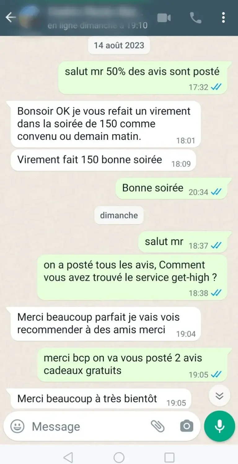 Retour d'expérience client après achat d'avis Google